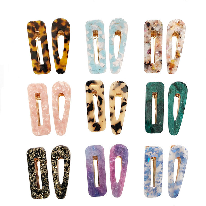 Wholesale Water Drop Square Acetate Plate Hair Clip 10PCS